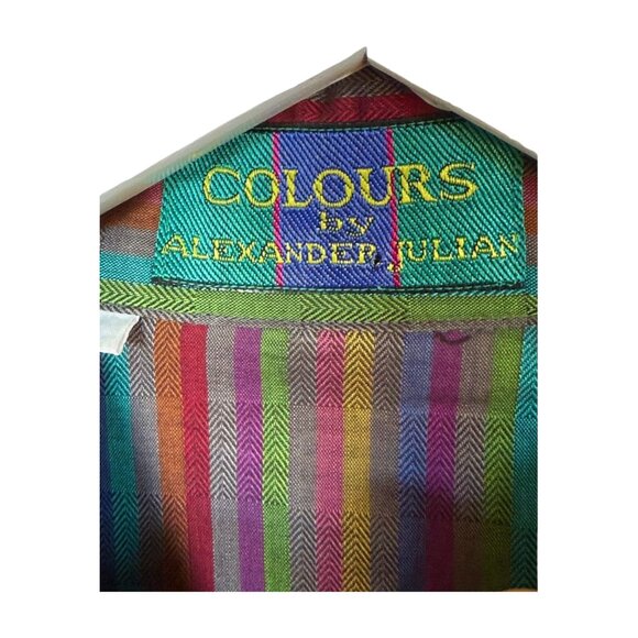 Vintage “Colours by Alexander Julian” Striped Cotton Blouse – Size 8 - Picture 2 of 4